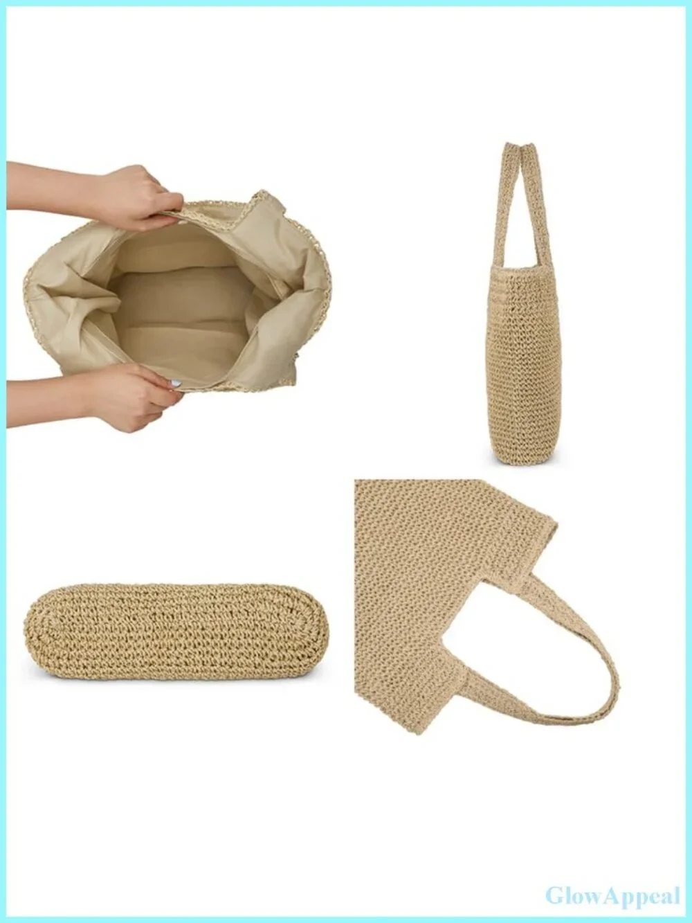 Straw Beach Tote Bag Large Summer Boho Woven Rattan Shoulder Bag